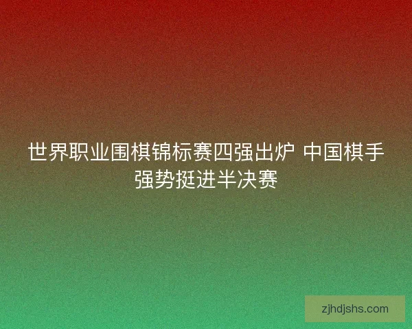 世界职业围棋锦标赛四强出炉 中国棋手强势挺进半决赛