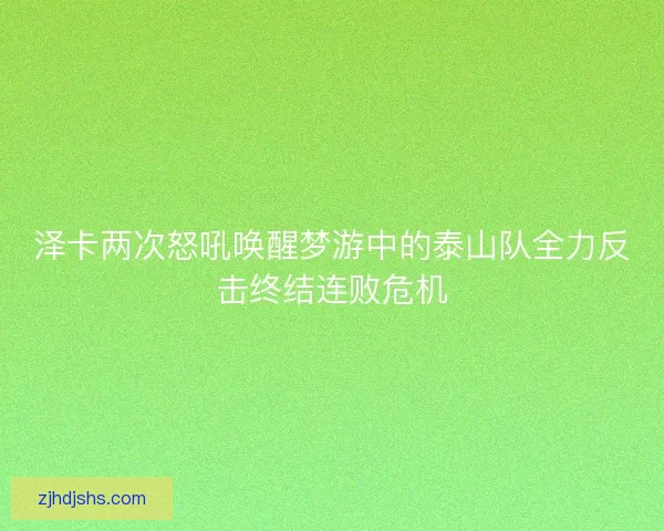 泽卡两次怒吼唤醒梦游中的泰山队全力反击终结连败危机